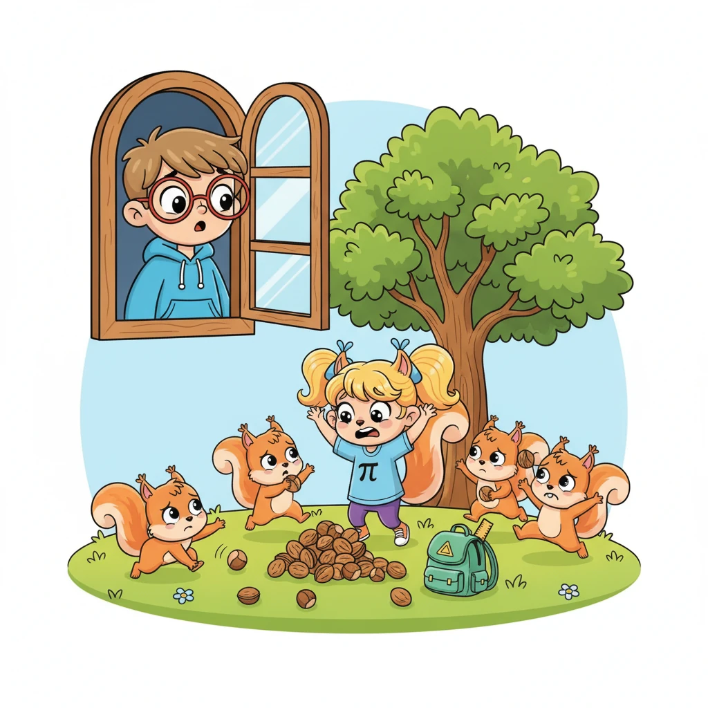 Выглянув в окно, Числик видит свою подругу Белку, которая отчаянно пытается поровну разделить горсть орехов между четырьмя своими проголодавшимися братьями. Орехи разлетаются в разные стороны, и Белка выглядит очень расстроенной. Числик чувствует, что ему нужно помочь.