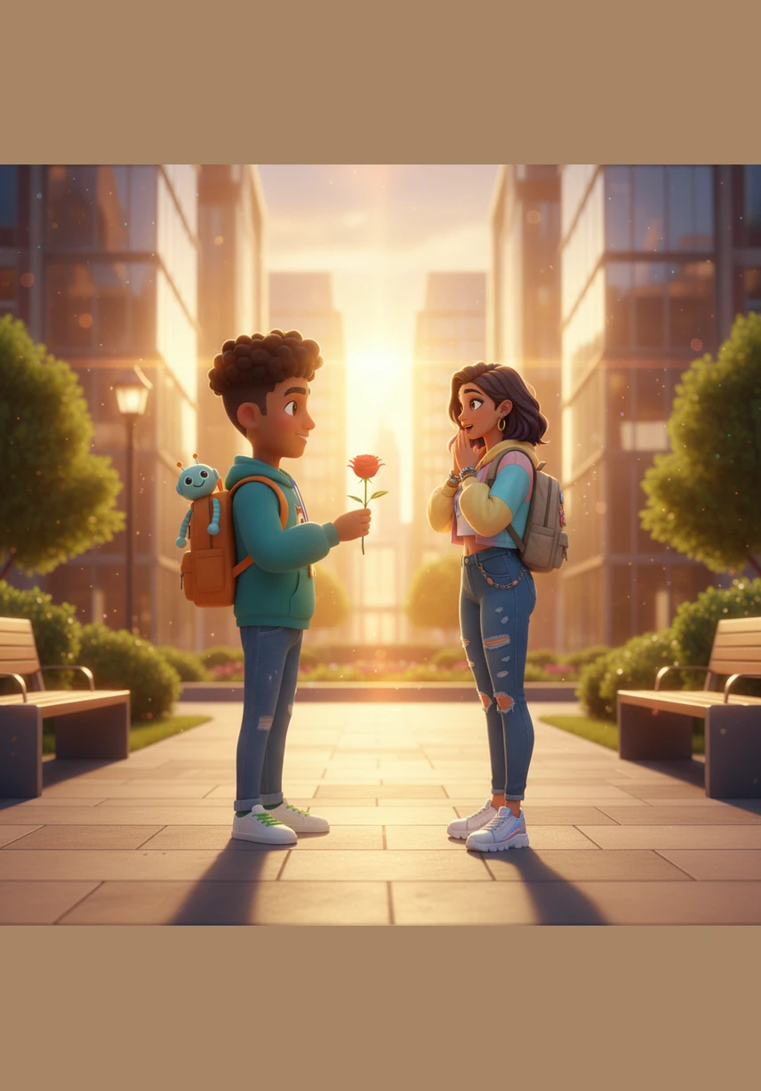 Under the golden summer sky, they sit on a park bench, lost in a deep conversation that feels like a beautiful discovery. They share their hidden dreams and favorite songs, building a foundation of friendship brick by brick.