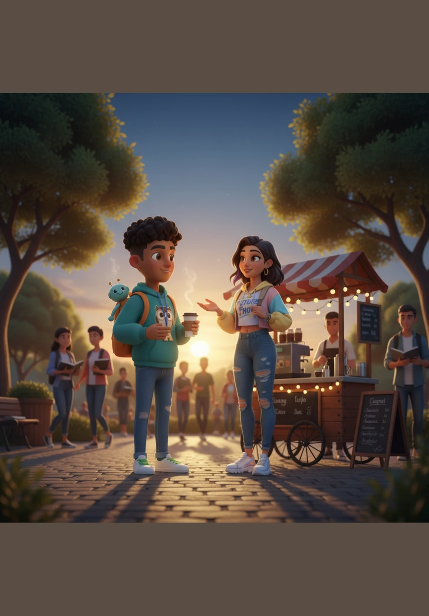 Srishti leads the way through a bustling city street with confidence and joy, acting as the vibrant CEO of their shared happiness. Arav follows close behind, a steady and supportive presence who finds his greatest joy in her lead.