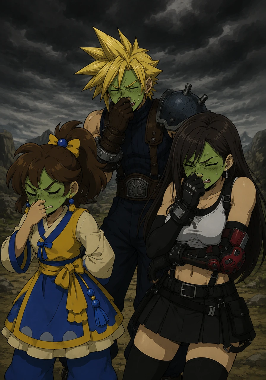 Suddenly, everything changed. A cloud blocked the sun, and a terrible, invisible monster—a powerful, yucky smell—arrived. Everyone, including Astra, holding her nose, found themselves holding their breath and looking quite green.