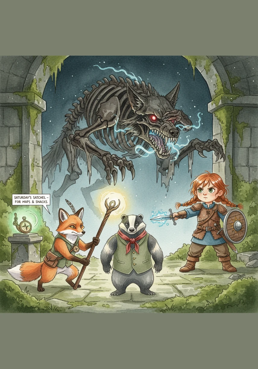 The group treks through the Valley of Whispers, where ancient trees with silver leaves sing songs of old kings and forgotten heroes. The Star-Stone glows brighter as they walk, casting a protective circle of light that guides them through the thickest mountain mists.