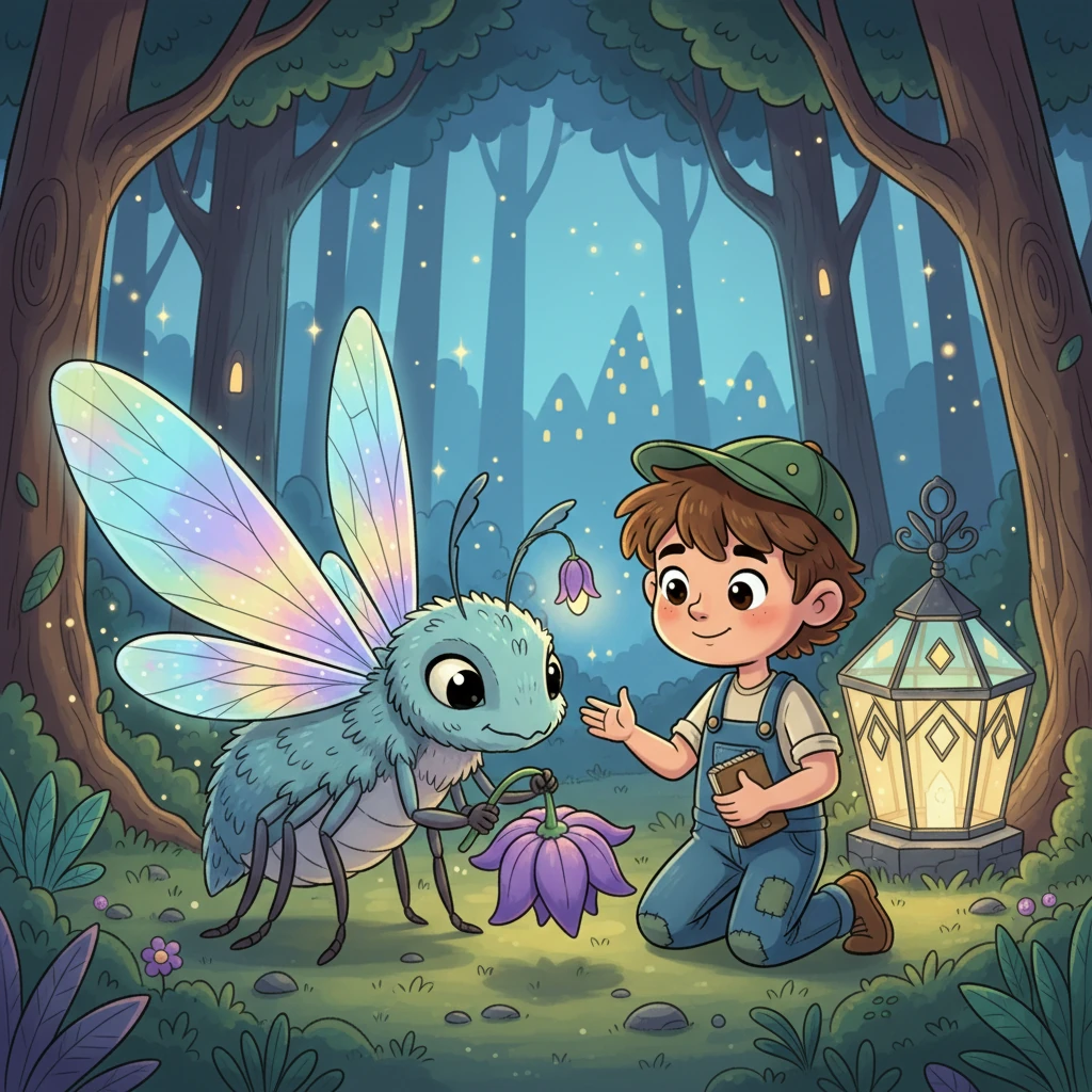 Barnaby realizes the Glimmerwing isn't bad; it was just trying to save its dying moon-flower, which powers its home. He sees the creature's gentle nature and feels a wave of compassion. Barnaby knows he must find a way to help both the Glimmerwing and his village.