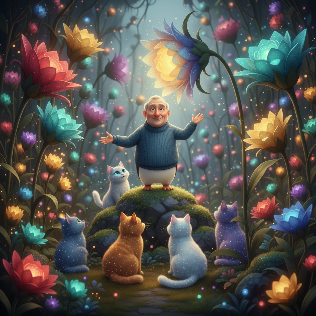 Deep within the mysterious forest, Mr. D'Souza announces an invitation to a grand dinner, asking all beautiful and well-mannered cats to join. He hopes his wife will choose her companion from among them. The cats, adorned with glowing fur and sparkling eyes, listen eagerly, dreaming of being the chosen one.