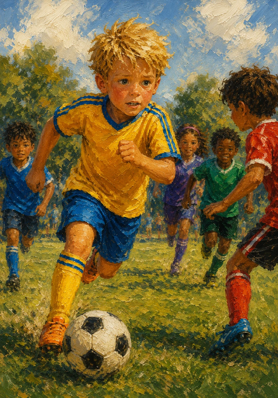After several minutes of intense running, a warm sensation spreads across Leo's cheeks, and beads of sweat begin to form on his forehead. The physical effort is transforming his internal energy into heat, raising his body temperature.