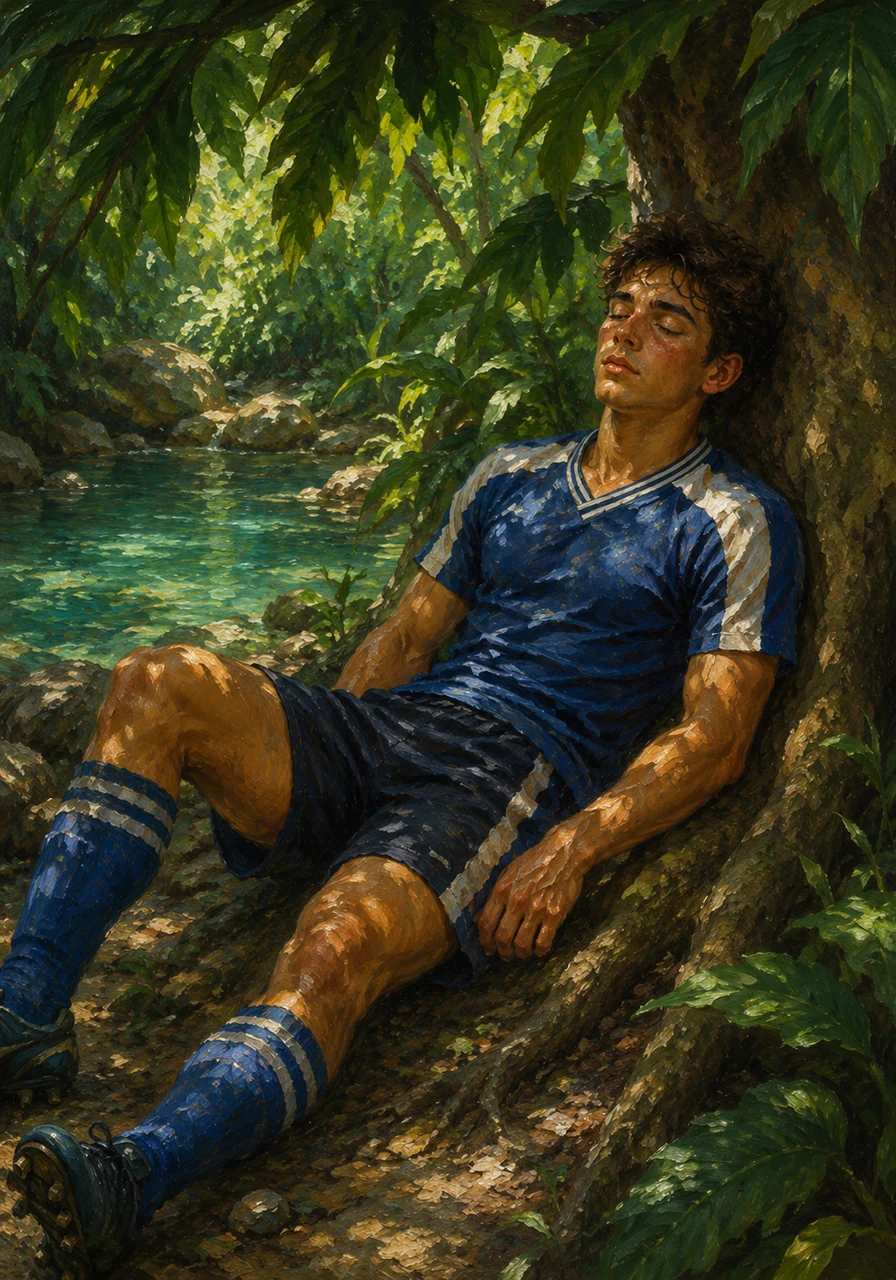 Resting quietly beneath the canopy of leaves, Leo's body gently exchanges its excess heat with the cooler surrounding air. Thanks to the shade and the fresh water, his temperature gradually returns to a comfortable normal.