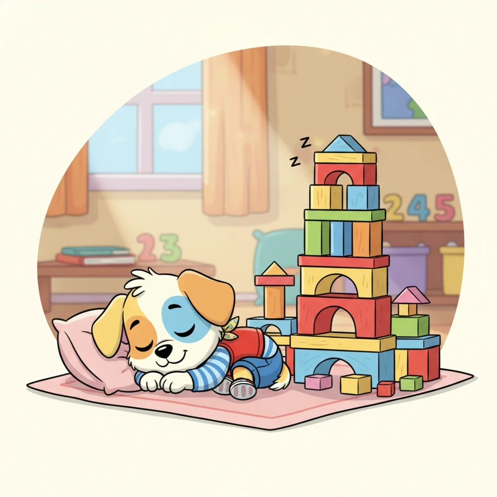 Шаршаған, бірақ бақытты Хайди өзінің түрлі-түсті текше туындыларының жанына бүктеліп, ұйқыға кетеді. Ол ертең жаңа нәрселерді санауға дайын, көбірек сандар мен шытырман оқиғаларды армандайды. Оның кішкентай табандары дірілдейді, қалауды және санауды армандайды.