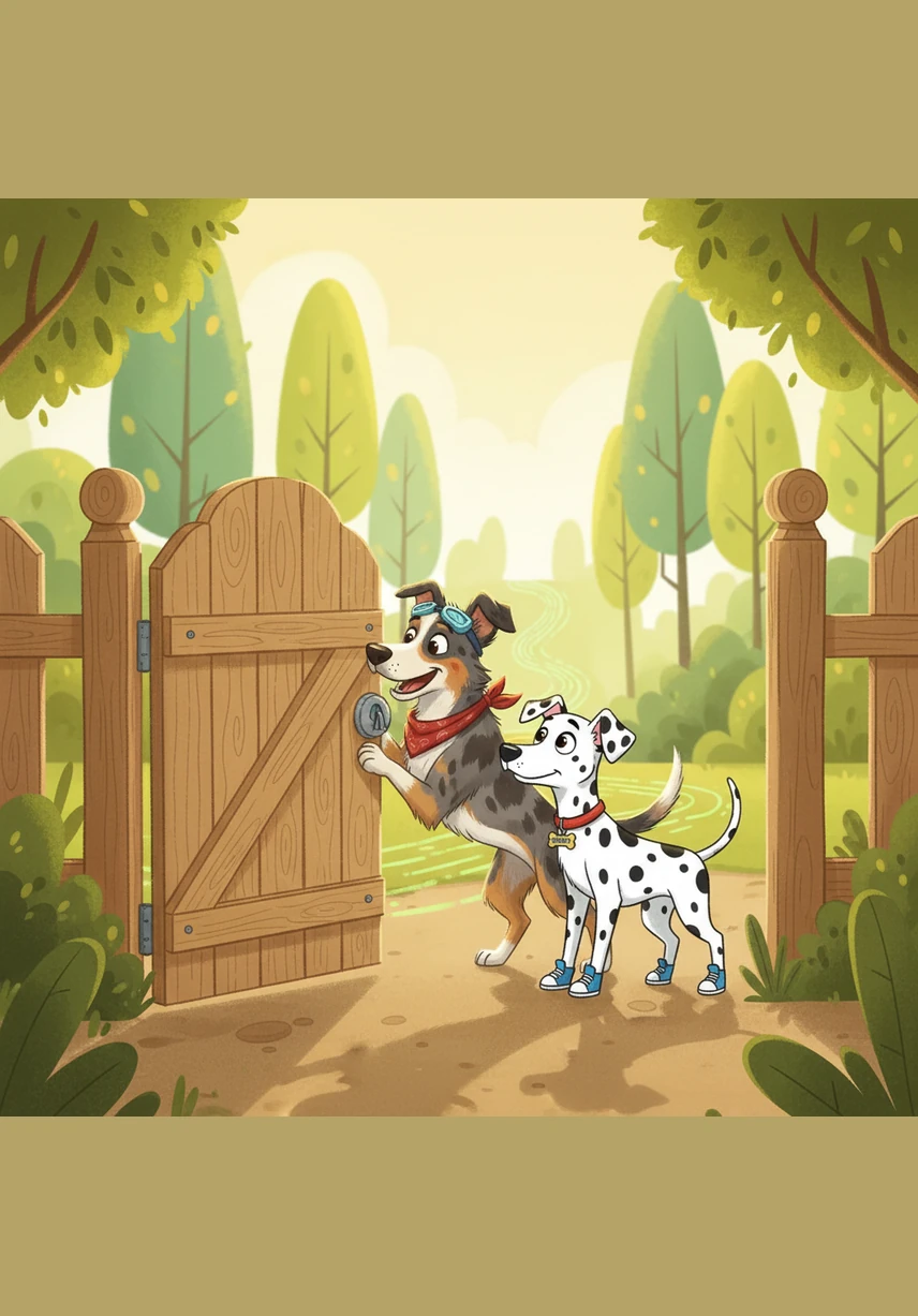 Matrix heard the faint sound of adventure calling from beyond the garden fence. With a clever nudge of his nose and a determined wiggle of his body, the gate clicked open, offering them a clear path to the unknown.