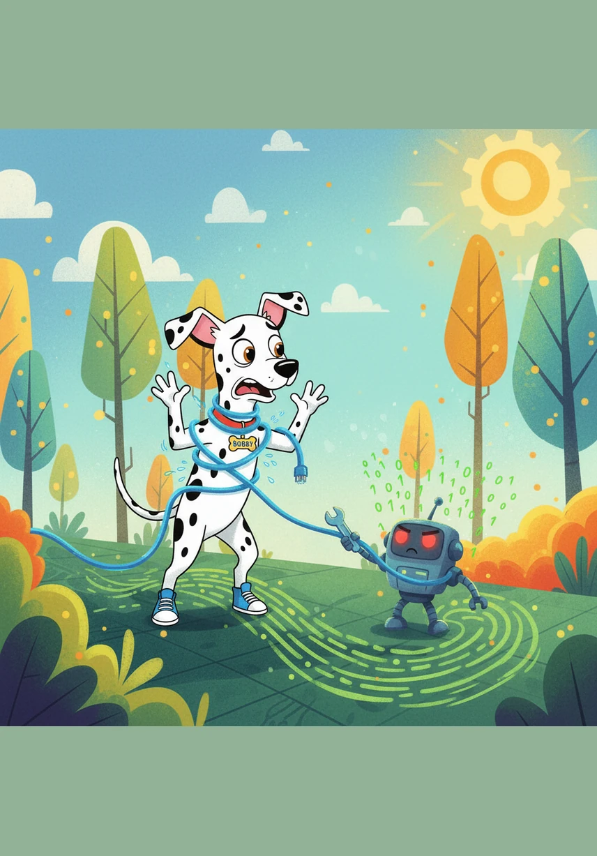 Their first stop brought them face-to-face with a flock of very surprised chickens in a dusty yard. Matrix froze like a statue, and for a brief moment, the chickens froze too, staring back at the two spotty intruders.