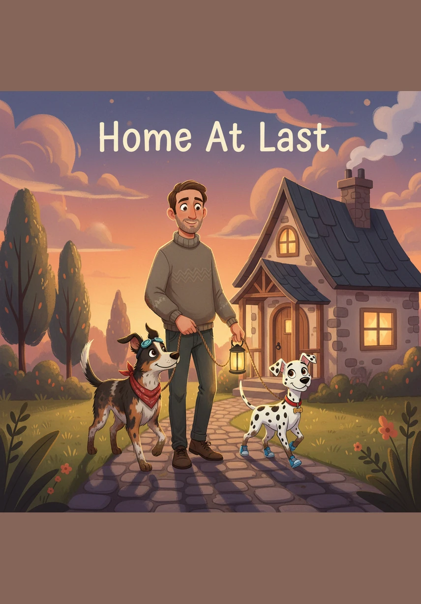 Luckily, a kind man found the two muddy wanderers and recognized them from the neighborhood. He guided them back to their home, where their humans were waiting at the door, overjoyed and relieved to see their messy pair return safely.