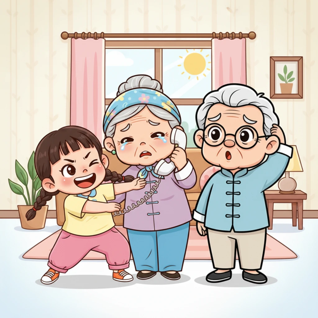 姐姐每隔几天就会打电话到外婆家，悄悄询问乐乐有没有长胖。乐乐凑到电话旁，大声嘲笑姐姐，说自己才不会长胖，永远都要比她瘦，还要一直嘲笑她是大胖子。电话那头传来轻轻的抽泣声，但乐乐毫不在意。