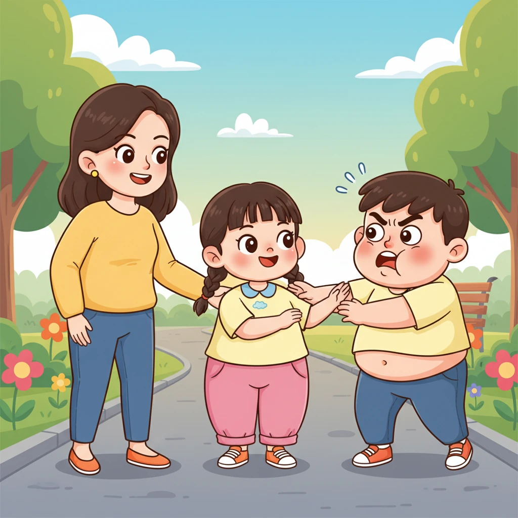 妈妈来接乐乐时，一见到他就忍不住笑了，说他脸蛋圆了，肚子也鼓起来，都快赶上姐姐了。回家的路上，姐姐看着乐乐，忽然笑着说他现在和自己一样胖了，再也不能嘲笑她了。乐乐听了勃然大怒，推了姐姐一把，气恼地否认自己变胖，眼神里满是难以置信和委屈。