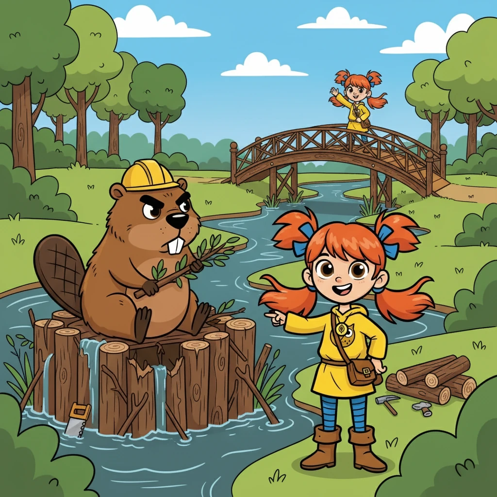 Her first challenge was crossing the Crooked Creek. She met a grumpy beaver who refused to build a bridge. Willow, using her kindness, helped him fix his dam, and he happily built a bridge for her.