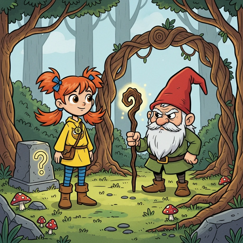 She encountered a grumpy gnome guarding a riddle. The gnome would only let her pass if she solved it. Willow, using her cleverness, solved the riddle.