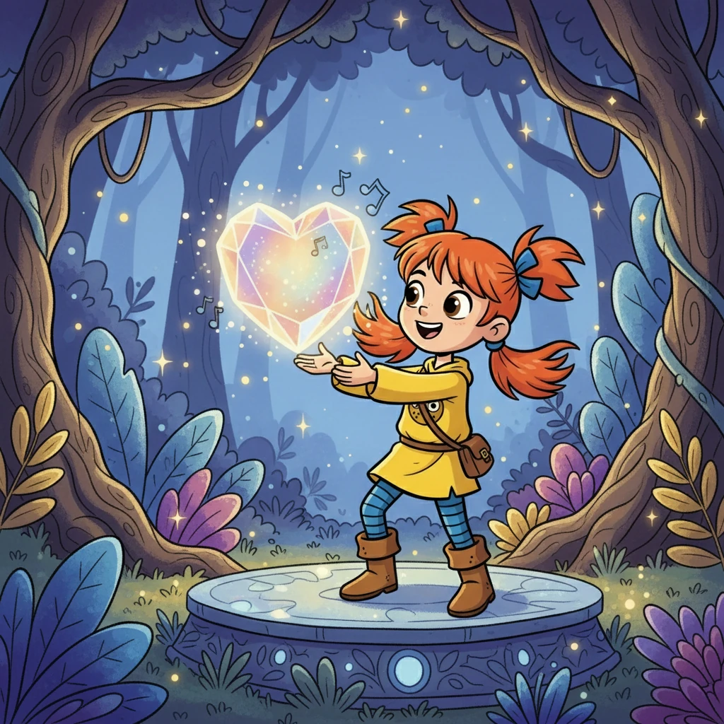 Taking advantage of the distraction, Willow reached for the crystal heart and began to sing. Her voice was pure and sweet, and it resonated with the lullaby's melody.