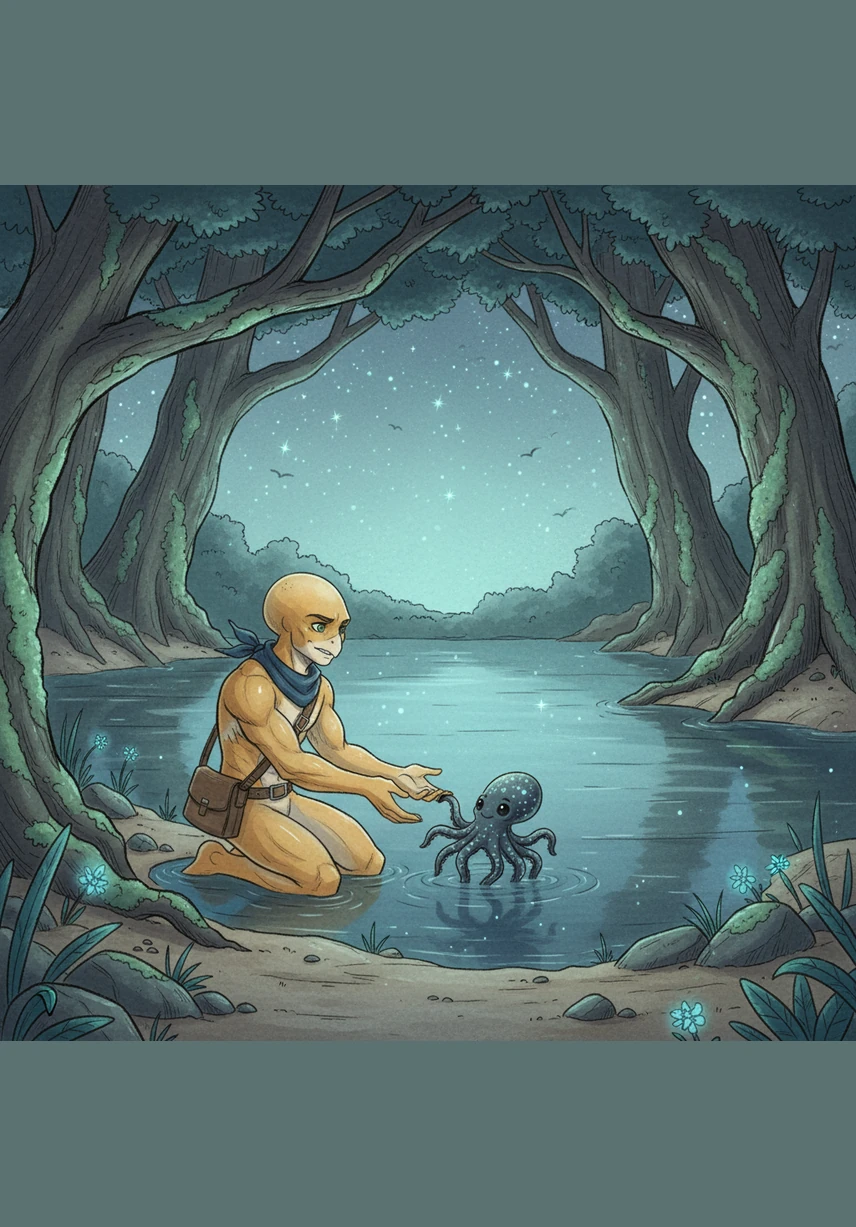 When they finally saw each other again in the quiet lagoon, the water seemed to stand still. They reached out, intertwining their many tentacles in a gentle, firm grip that erased two years of longing in a single, magical second.