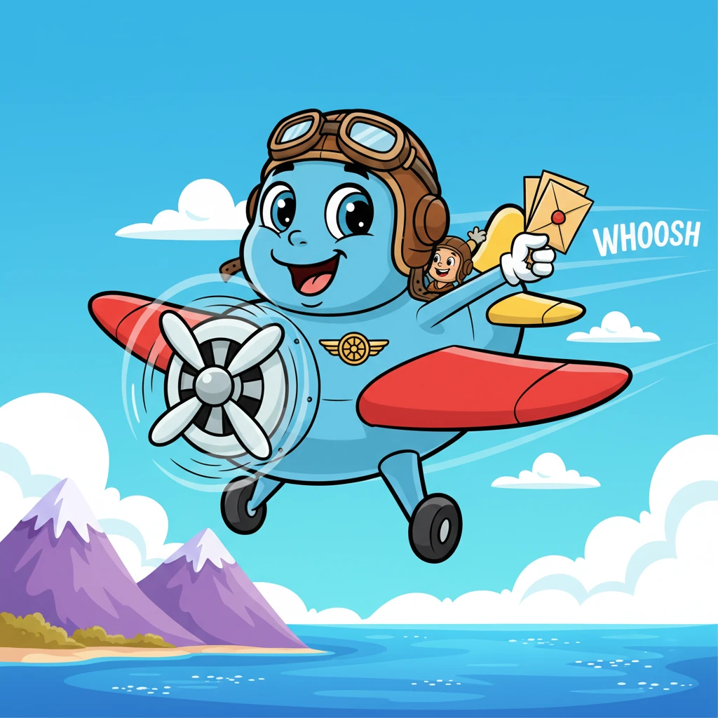 Then, with a whoosh and a roar, Aero Abby, a graceful airplane, soared into the sky! She flew high above the tallest mountains and across the widest oceans, carrying letters and people from lands far, far away. Abby made the world feel much smaller and closer, connecting hearts across continents with her swift, elegant flights.