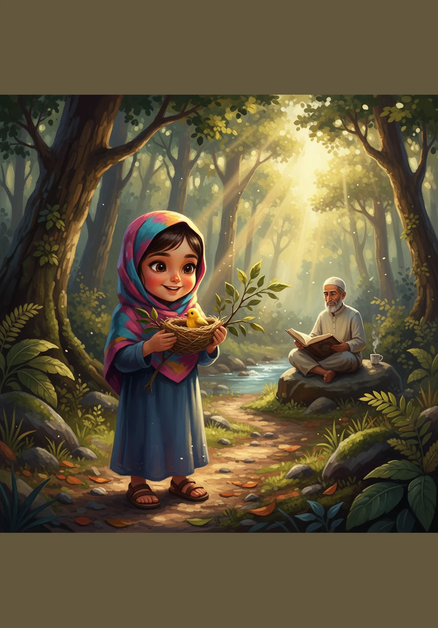 Later that afternoon, Hafiza goes for a hike and finds a hidden hut tucked away behind the trees. The wooden door is slightly open, making her feel very curious about what is inside.