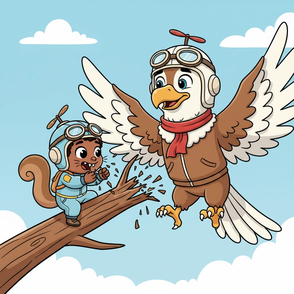 With his sharp little teeth, Tupi bravely gnawed at the tough branch that held the Eagle captive. Chip by chip, he worked with incredible speed and precision until the branch snapped, freeing the powerful bird.