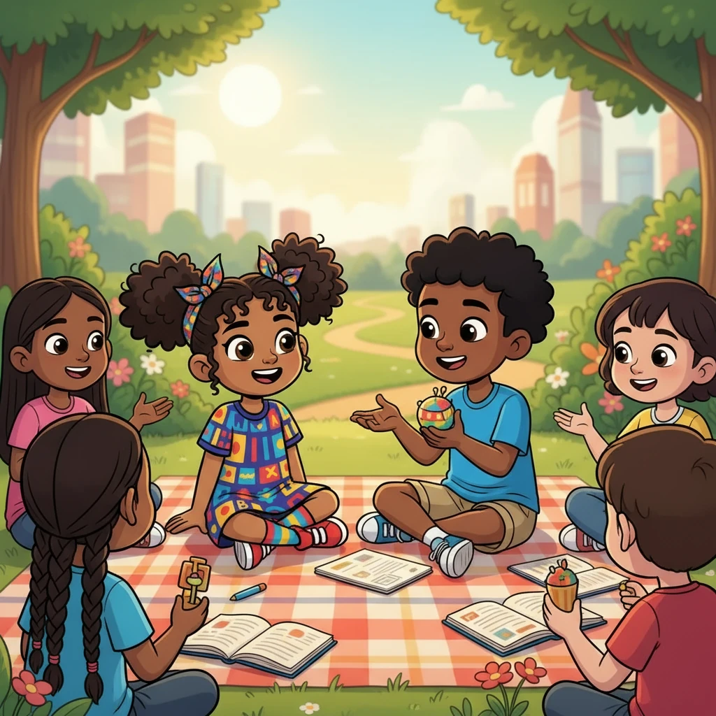 During a break, Amina met students from different countries. They shared stories, laughed together, and practiced their languages with each other. A new friend, Kwame, helped Amina with her pronunciation. They bonded over their shared love for learning.