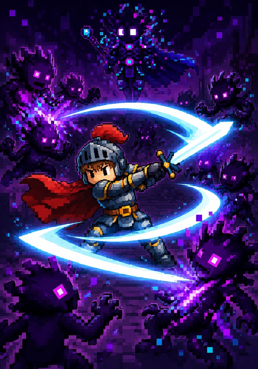 The Glitch sent out swarms of static monsters, but Pip met them with a flurry of three-hit attack combos. Each swing of his sword left a trail of bright light, cutting through the darkness with mathematical precision.