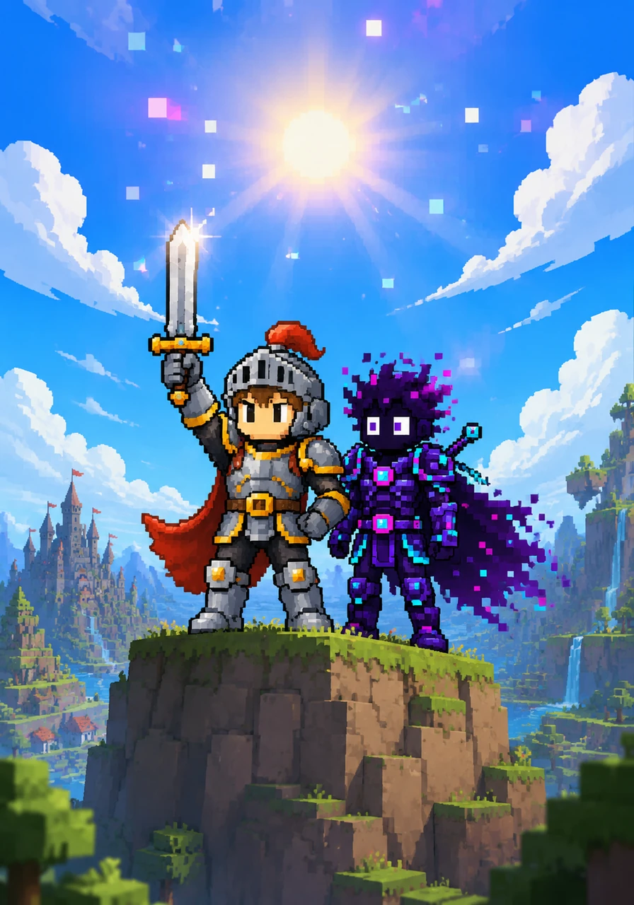 With the world saved, Pip stood atop a high peak, his victory pose shining for all to see. He realized that being a pixelated hero in a 3D world was not a mistake; it was exactly what made him legendary.