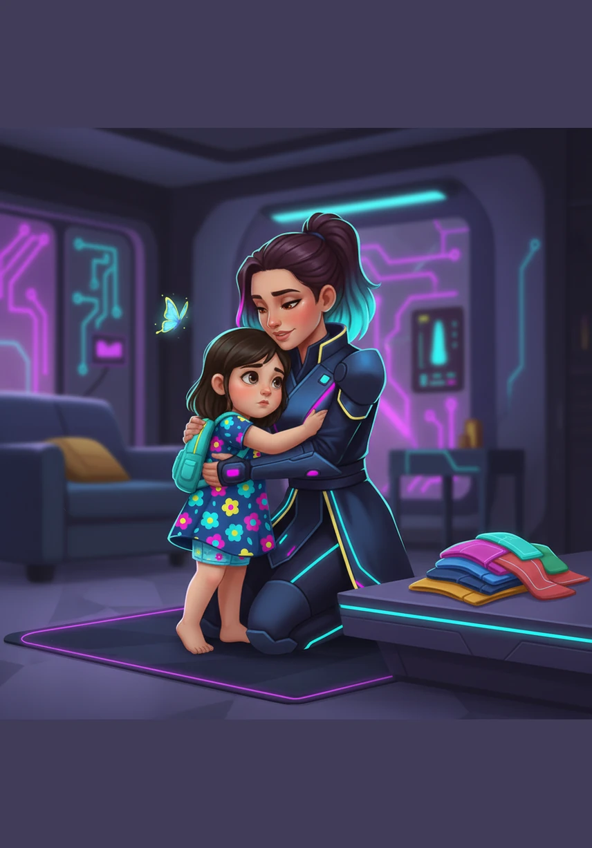 Mom sets down the laundry and gives Lily a gentle, reassuring hug. She kindly explains that accidents happen, but it is always best to stop playing and go to the potty as soon as that first little wiggle starts.