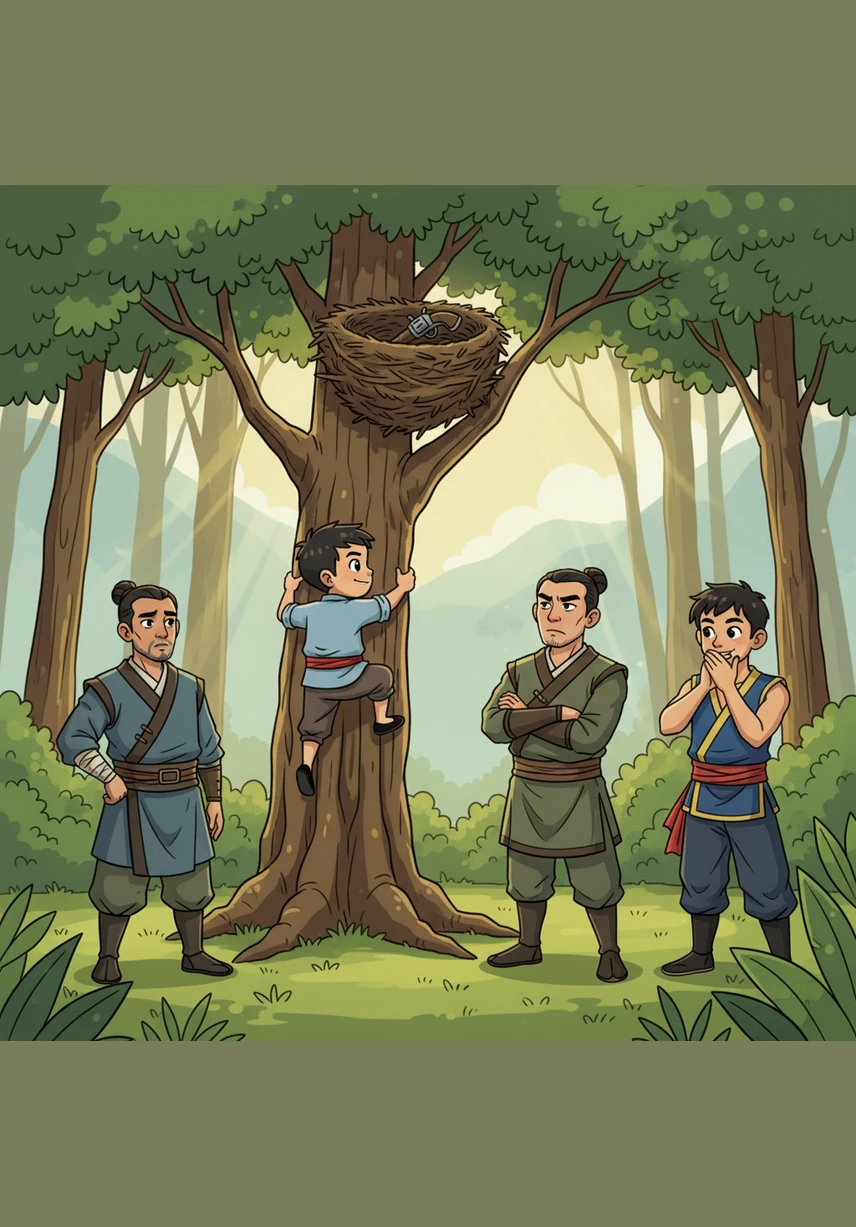 为了把这支心爱的枪留在身边，嘎子耍起了小脾气，偷偷将枪藏到了树上的老鸹窝里。区队长严厉地批评了他，让他明白了纪律的重要性，嘎子诚恳地认了错。