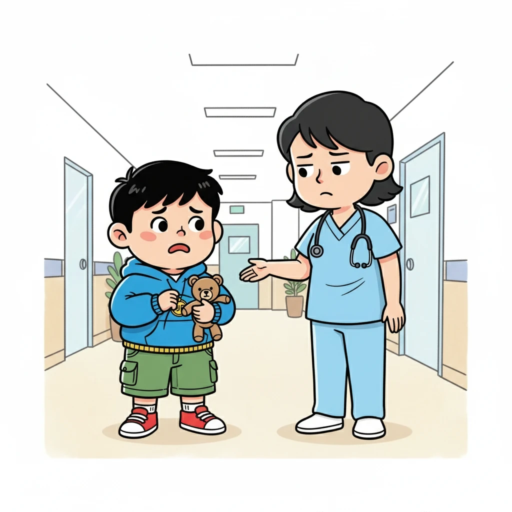 병원 직원은 준호에게 심각한 표정으로 말했다. "병이 정말 심각해요. 그리고... 그가 원하는 사람이 있대요." 준호는 불안한 표정으로 물었다. "누구요?" 직원은 대답했다. "준호라고 계속 말하고 있어요."