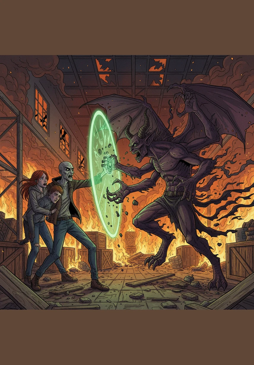 The conspiracy finally strikes, trapping Elara in a burning warehouse as the shadows close in to finish her. Julian emerges from the flames like a vengeful ghost, throwing himself between Elara and a hail of gunfire to ensure her escape. He collapses into the soot, his strength fading as he watches Silas rush in to lead Elara to safety.