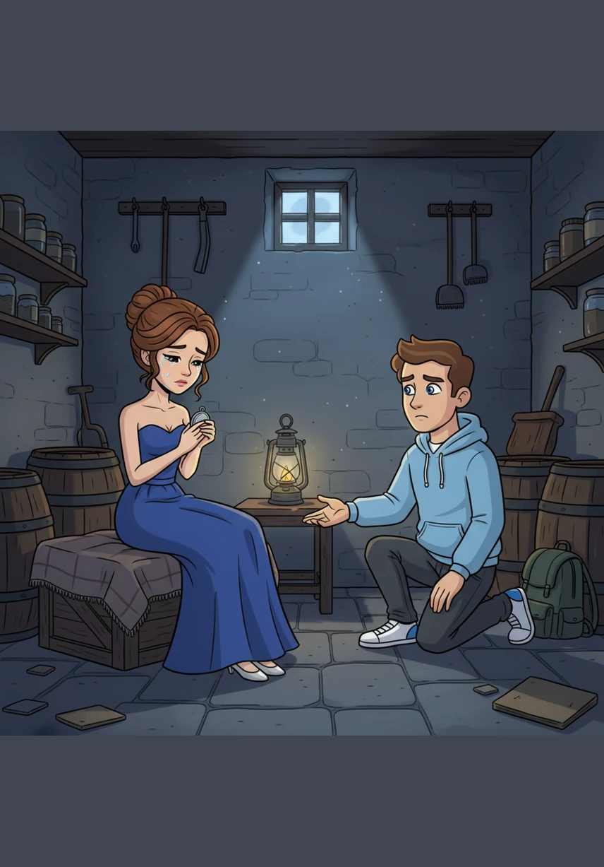 In the dim light of a hidden cellar, Elara carefully bandages Julian’s wounds, her hands shaking as she wonders why he would risk everything for her. Julian remains stoic, biting back his agony and keeping his eyes closed so she won't see the depth of his devotion in his gaze. He lets her believe he did it out of a sense of duty, guarding the secret of his heart as fiercely as he guards her life.