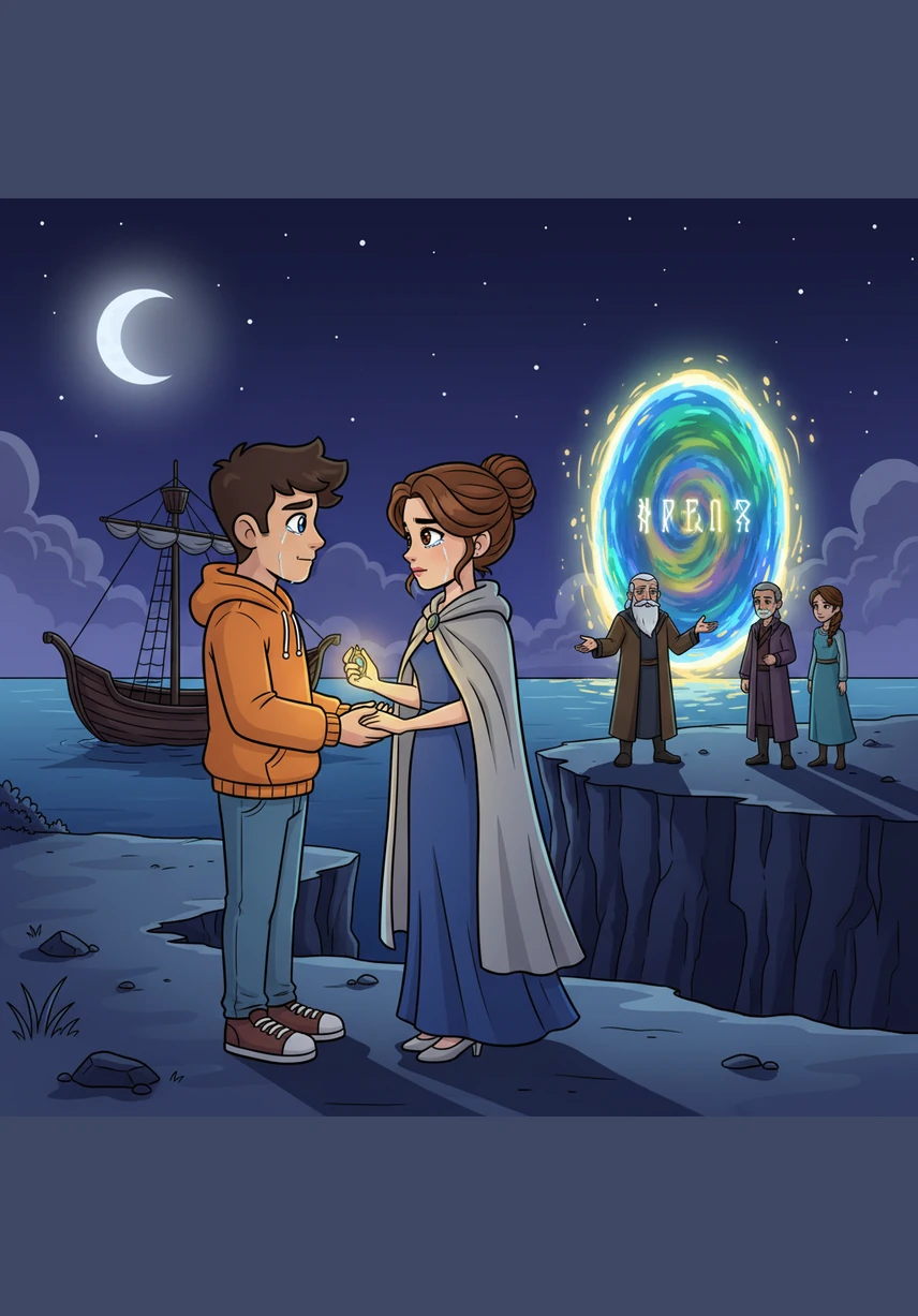 Elara finds Julian at the edge of the cliffs, ready to disappear into the night to continue his watch from a distance. She tries to thank him, her heart breaking with the weight of what was never said, but he offers only a polite, distant smile. He tells her he is moving on to a new life, a gentle lie designed to free her from guilt, before he walks away into the shadows to remain her eternal, invisible guardian.