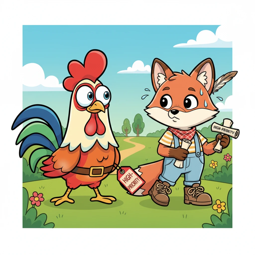 The Fox's legs started to tremble, and his tail tucked so far between his legs it almost disappeared. "Th-thirty seconds?" he stammered, his voice suddenly squeaky. "Oh dear, I just remembered I have a super urgent meeting in the next meadow!"