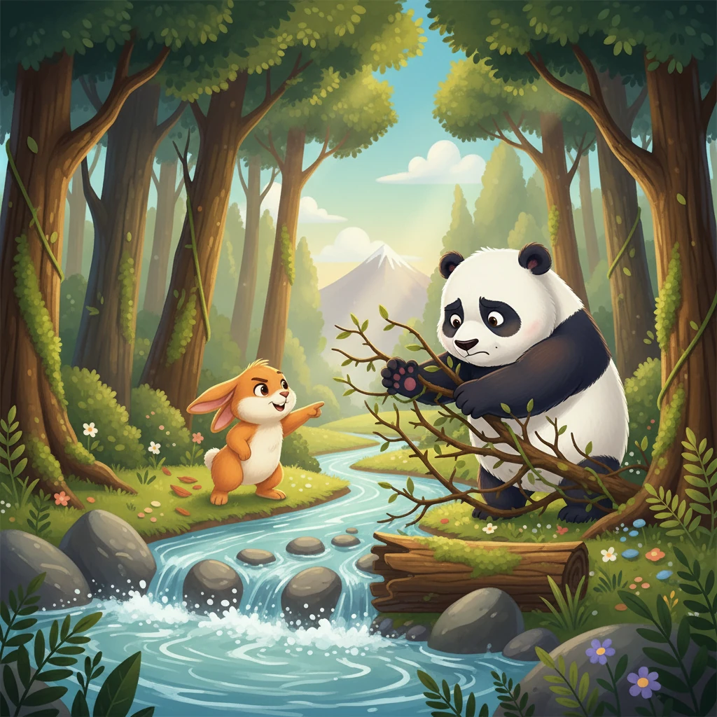 Insieme, iniziarono il loro viaggio. Attraversarono boschi fitti e superarono ruscelli impetuosi. Zenzero, con la sua agilità, indicava la strada, mentre Pando, con la sua forza, apriva il cammino.