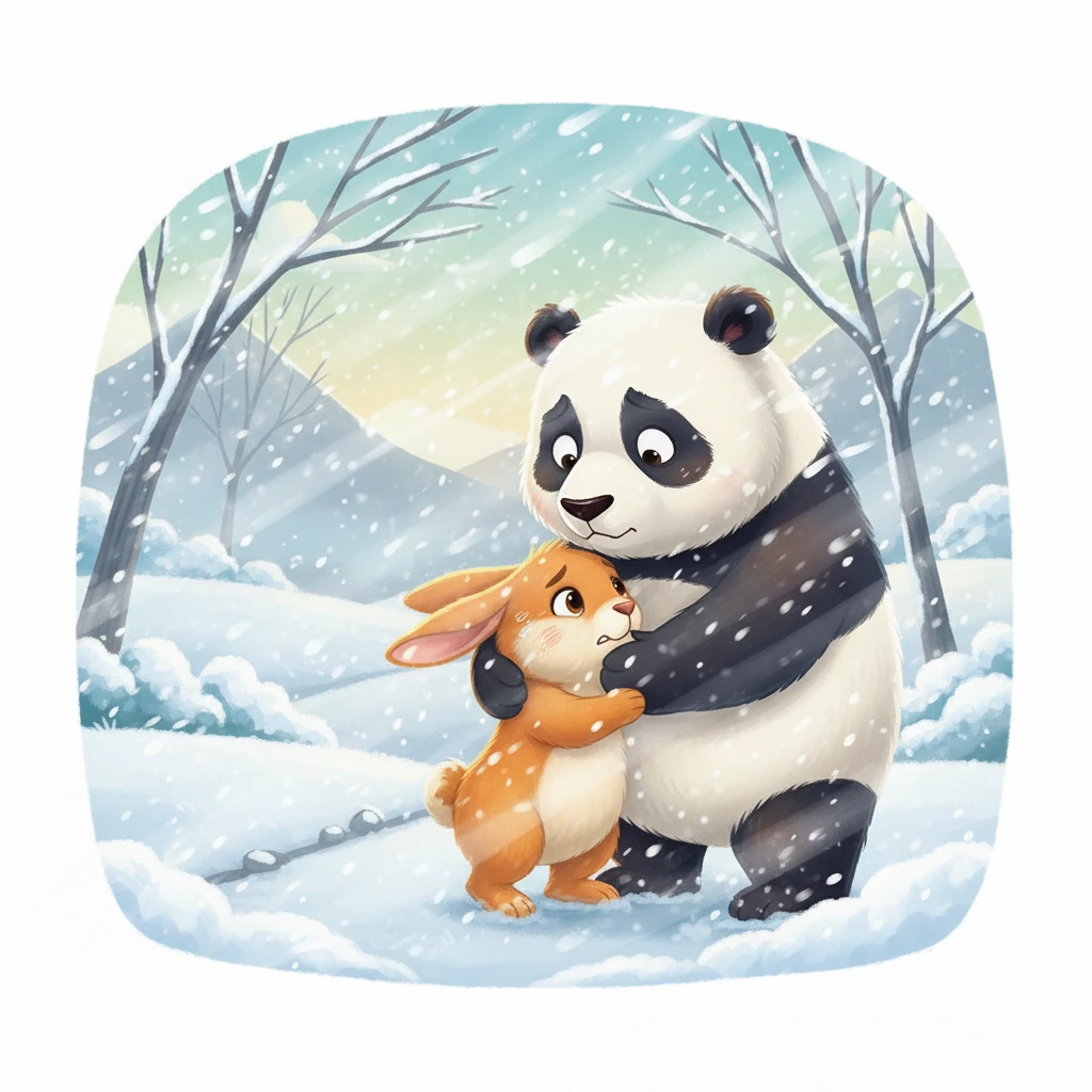 Durante il cammino, incontrarono un brutto tempo. Una tempesta di neve li sorprese, rendendo difficile la loro avanzata. Zenzero tremava dal freddo, ma Pando lo abbracciò per scaldarlo.