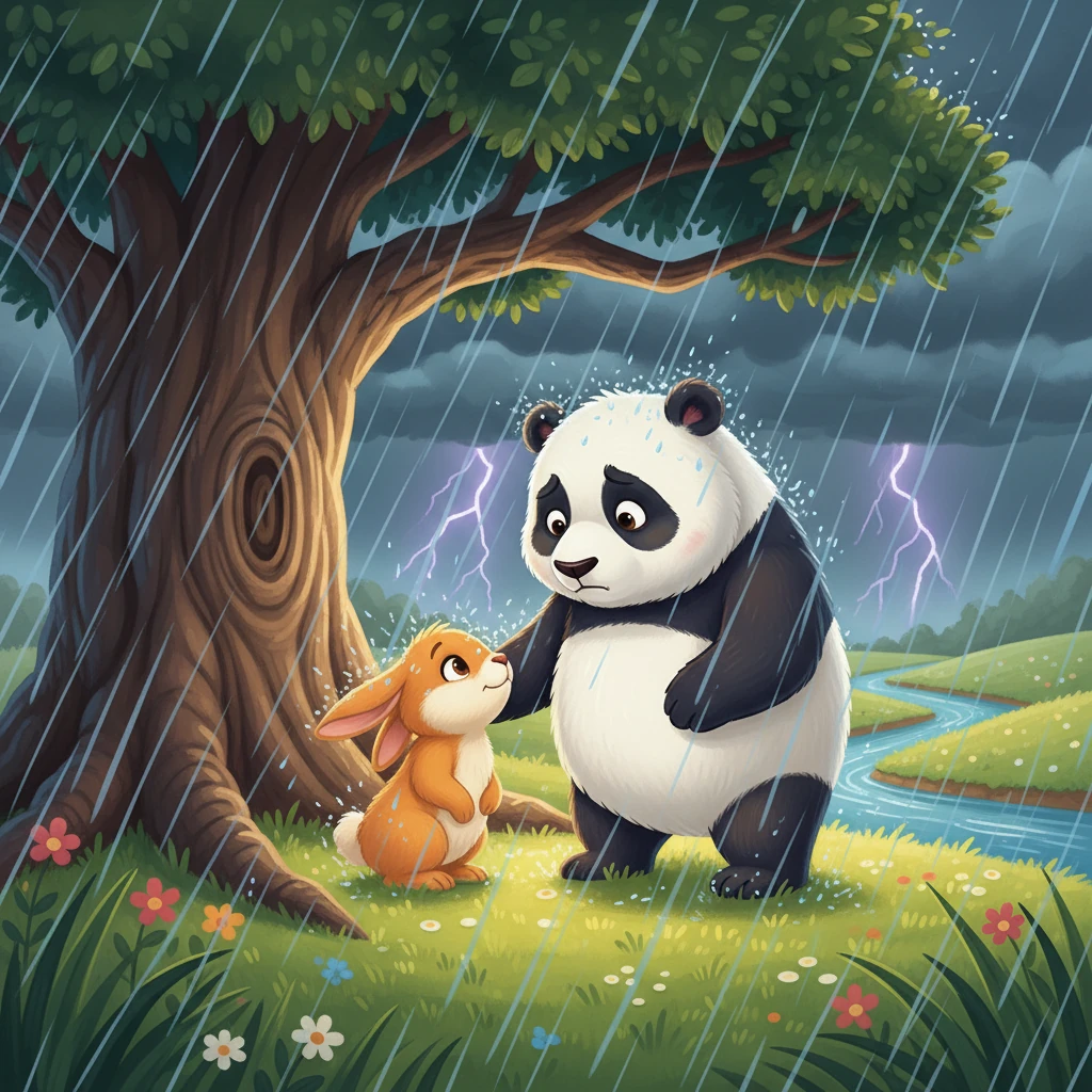 Grazie alla loro collaborazione, riuscirono a superare la tempesta. Zenzero trovò un rifugio sicuro sotto un albero, mentre Pando lo proteggeva. L'amicizia li rese più forti.