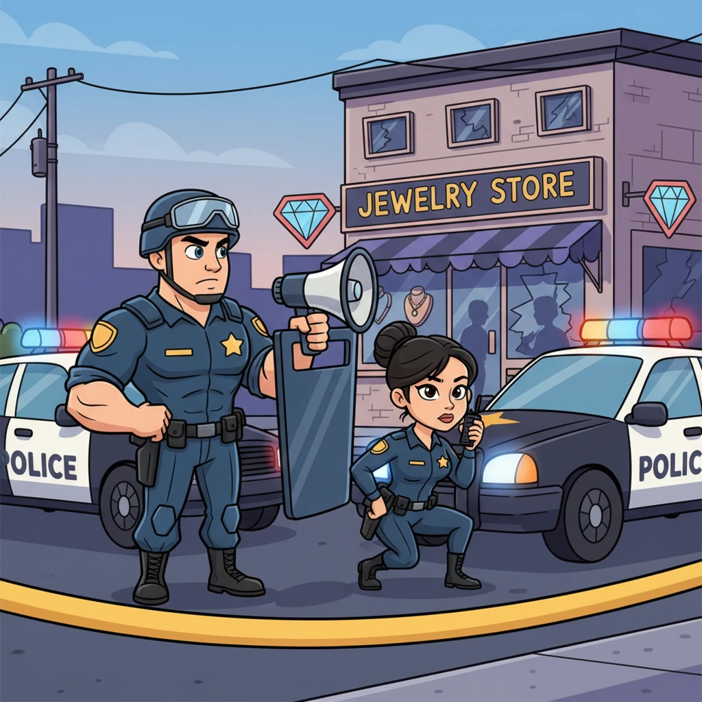 Within minutes, the street outside the jewelry store was a flurry of flashing lights and police vehicles, as backup units quickly established a secure perimeter. A tense standoff began, with negotiators attempting to establish communication with the robbers inside. The air crackled with anticipation and unspoken danger.