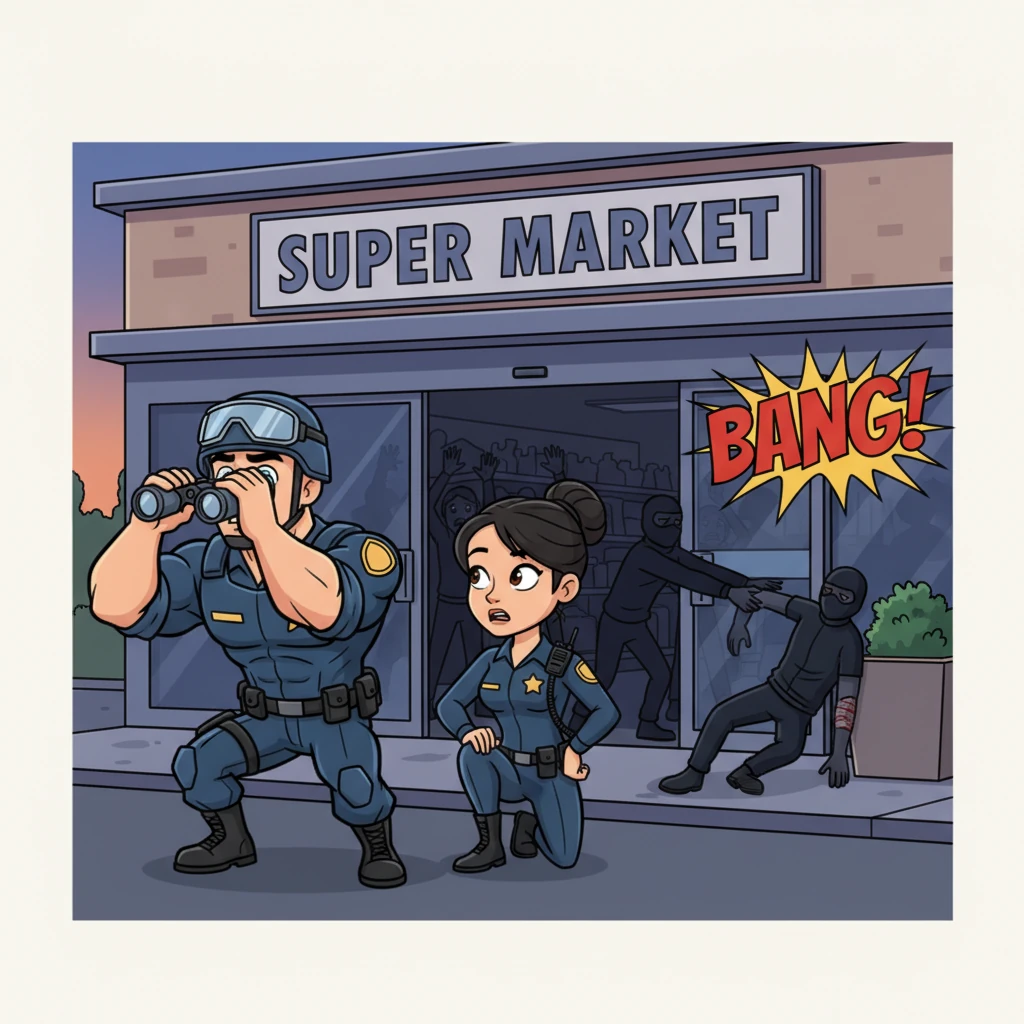 Hours crawled by, heavy with tension, but the negotiations ultimately crumbled. The robbers, showing no signs of surrender, retreated deeper into the store, dragging the terrified customers and the injured security guard with them. A sudden, jarring bang echoed from within the building, sending a wave of dread through the officers.