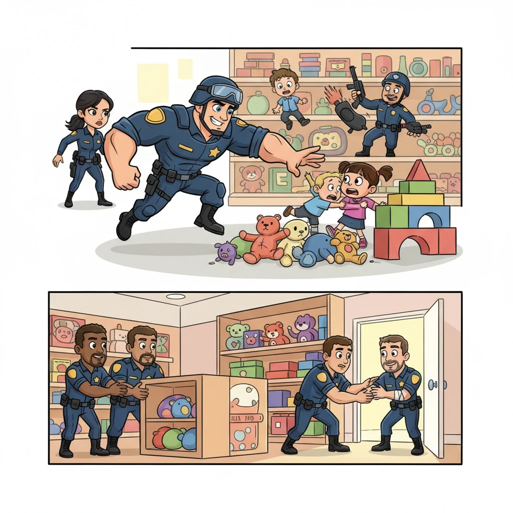 With negotiations failed and a potential threat to the hostages, Rex and Leo, leading a specialized team, breached the store with swift, decisive action. Their movements were precise and powerful as they engaged the criminals, rescuing the shaken hostages and safely evacuating the wounded guard. The immediate crisis was heroically averted.