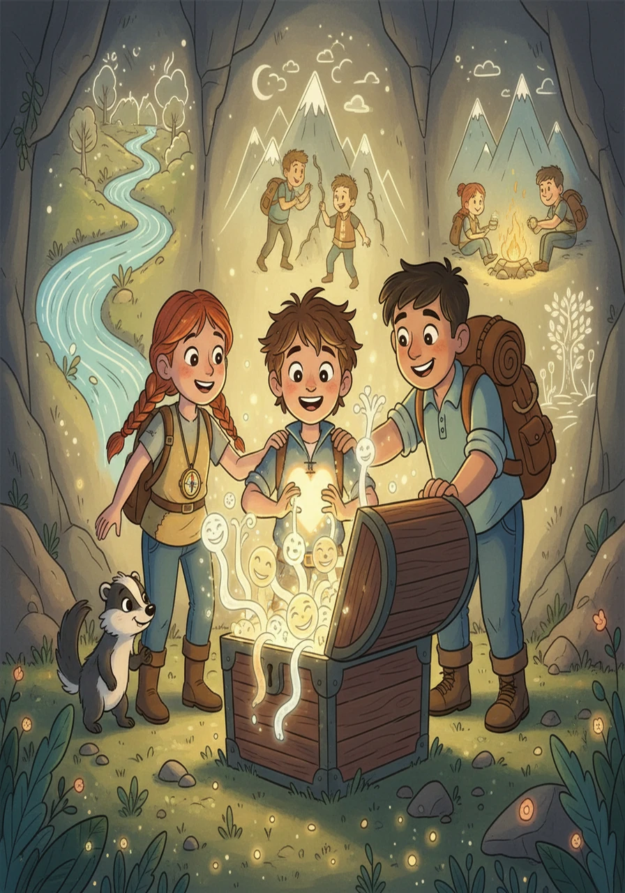 Instead of gold or jewels, they found a beautiful message about friendship and the value of helping others. Oscar realized the true treasure wasn't gold, but the friends he had made along the way. His heart filled with joy and love.