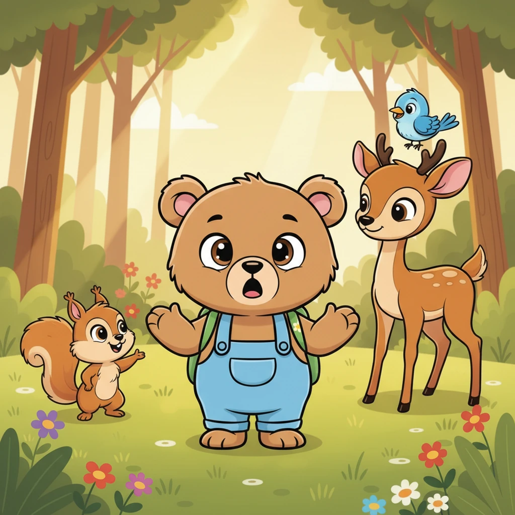 Los ojos de Mudito se abrieron de par en par. «¿Con… vosotros?», preguntó, incrédulo. La ardilla añadió: «¡Claro! Nos encanta cómo cuentas chistes». El ciervo dijo: «Y cómo corres». El pajarito añadió: «Y cómo ayudas.».