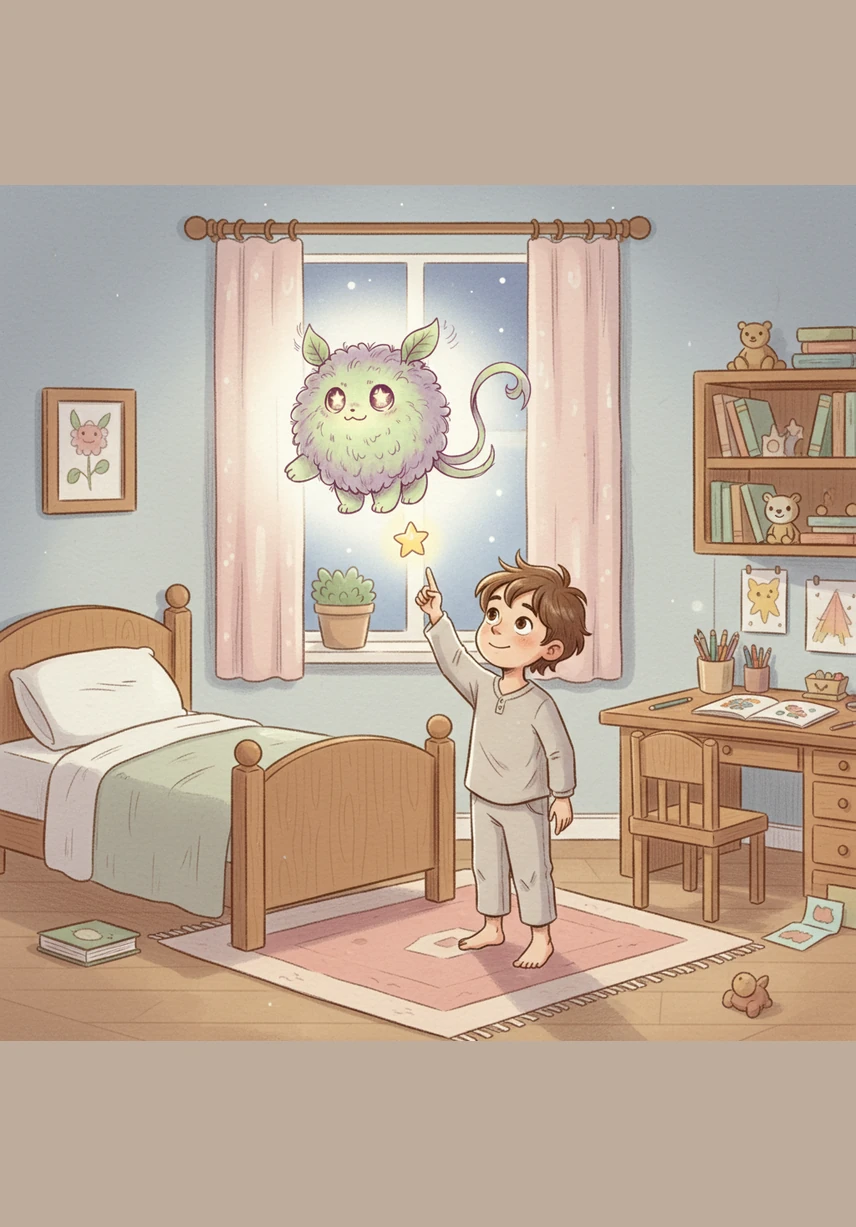 Lucas joue tranquillement dans sa chambre avec ses figurines préférées. En cherchant un jouet au fond de son placard, il découvre avec surprise une petite porte en bois qui scintille mystérieusement.