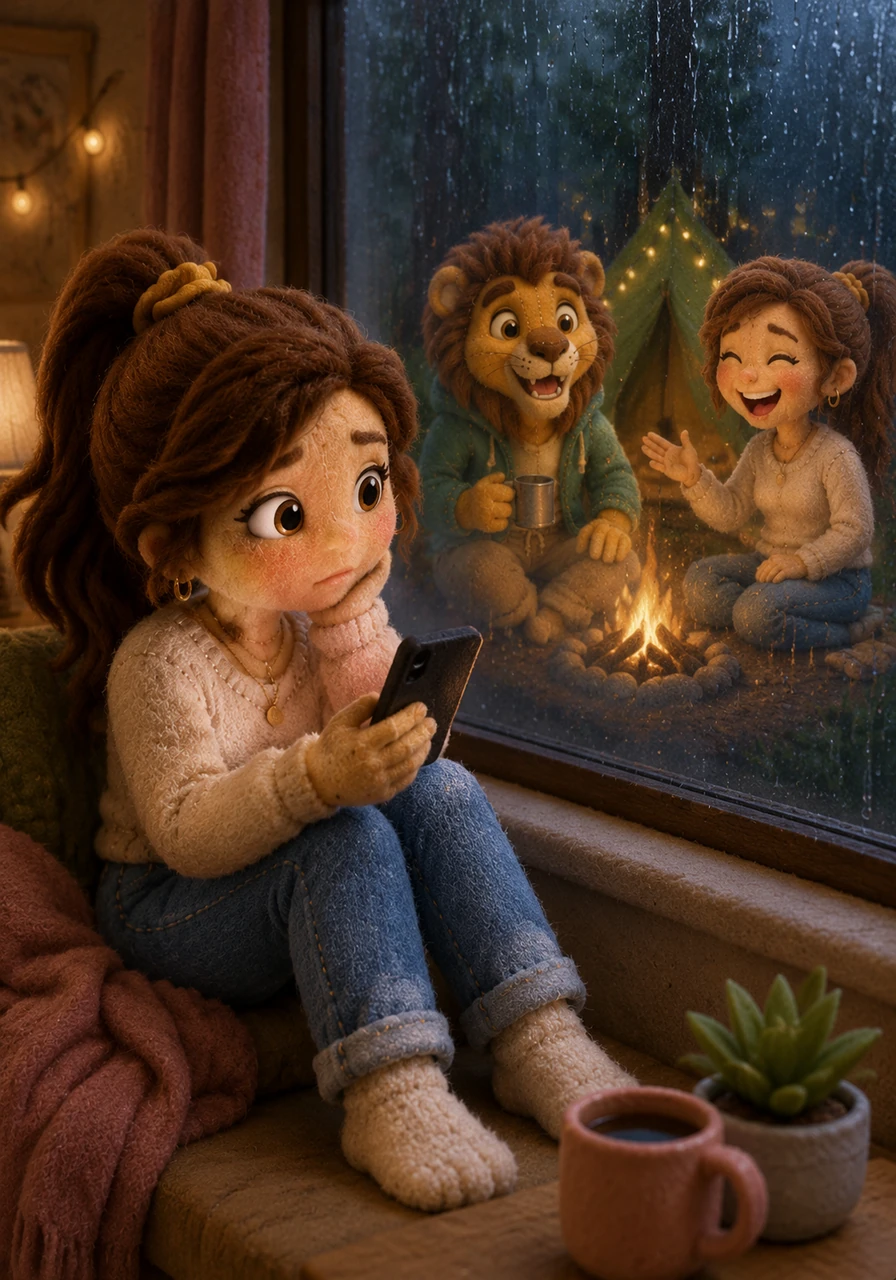 As they talk about a camping trip she never knew existed, Maya watches the raindrops race down the glass. She realizes there is a secret digital thread connecting them all—a group chat where she was never invited and where the real memories are made.