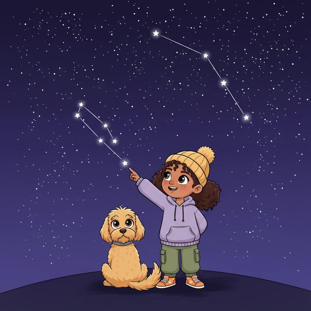 Soon, thousands of twinkling lights burst forth, painting the entire sky with diamond dust. Stella traced imaginary lines, showing Luna the Big Dipper and Orion, the hunter. Luna’s big, brown eyes gazed up, as if she understood every sparkling secret.