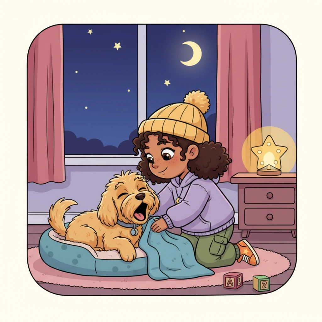Finally, yawning widely, Stella and Luna headed back inside, their hearts full of starlight and sweet dreams. Stella tucked Luna into her dog bed, whispering goodnight to her best friend. They knew the stars would be waiting for them again tomorrow.