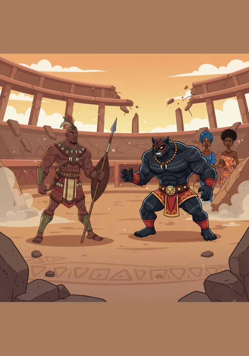 Standing tall in his compound, Okonkwo surveys his sprawling barns filled with yams, the king of crops that signifies his hard-earned wealth and status. His three wives and many children work diligently nearby, reflecting the orderly, traditional life he has built through sheer determination and his refusal to be a failure.
