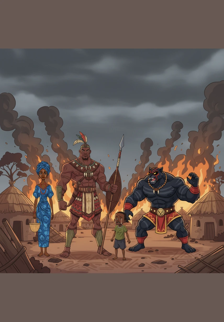 Under a heavy, overcast sky, Okonkwo stands alone as the influence of the new world begins to fracture the unity of Umuofia. The once-mighty warrior gazes at the distant changes to his village, feeling the traditions of his ancestors slipping away like sand through his fingers as his world begins to fall apart.