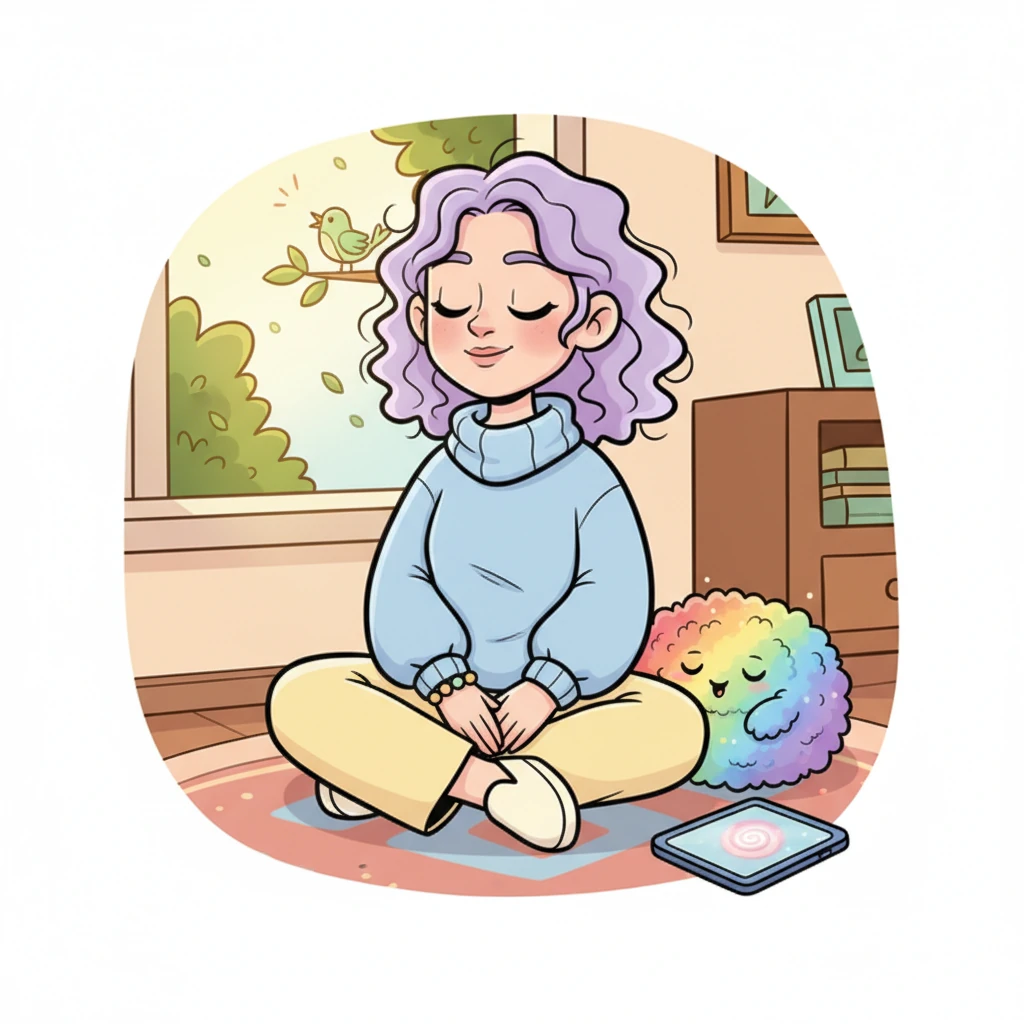 The next day, a new prompt chimed: "Listen closely." Lumi put her device down and closed her eyes. She heard the gentle rustle of leaves outside her window, the distant chirping of a tiny bird, and even the soft purr of her pet, a fluffy, rainbow-colored dust bunny named Glimmer, curled up beside her.