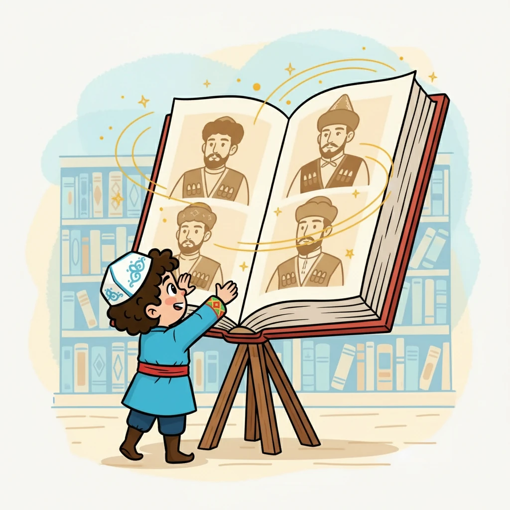 Кітапта Әлихан Бөкейхан сияқты ұлы тұлғалардың суреттері бар еді. Айдар олардың қазақ халқының болашағы туралы армандағанын білді. Ол қайраткерлердің ерліктерін оқып, таңданды.