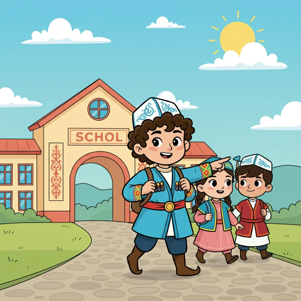 Айдар достарымен бірге мектепке барды. Олар Алаш қайраткерлері туралы тарих сабағында әңгімелесті. Олардың ерлігі мен патриоттығы туралы білді.