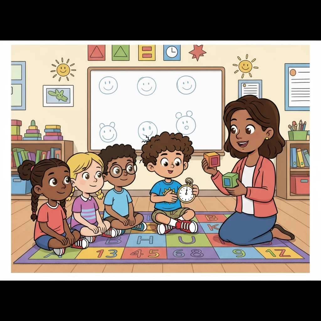Ethan bounced in his seat, eager for group time with Ms. Laila. Today, they were learning about sharing. Ethan wanted to be first to speak, but he remembered Ms. Laila’s words: “Take turns, and wait nicely.” He took a deep breath and calmed himself.